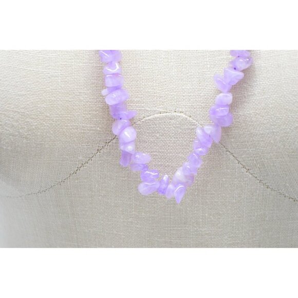 Purple Quartz Polished Gemstones Long Necklace Vintage No Clasp - Picture 2 of 4
